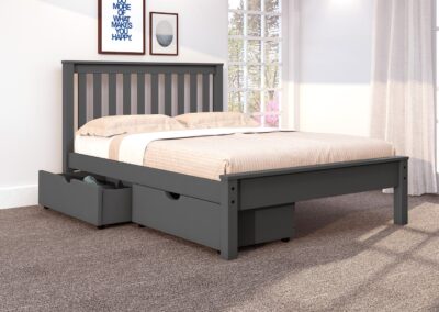 A bed & mattress on the bedroom